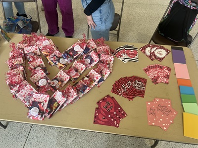 table of Valentine’s Day-themed self-care resources